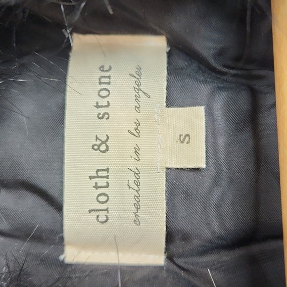 Cloth & Stone Black Faux Fur Collar Moto Biker Jacket Size S - Picture 3 of 9